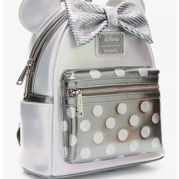 NEW Loungefly Disney 100 Minnie Mouse Platinum mini backpack and wallet set - Picture 8 of 16